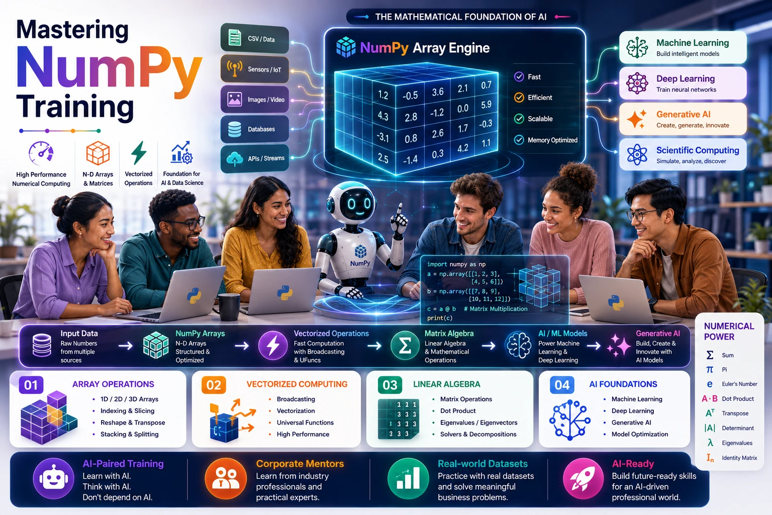Numpy Course learning materials with array notes, lab activities and exercises